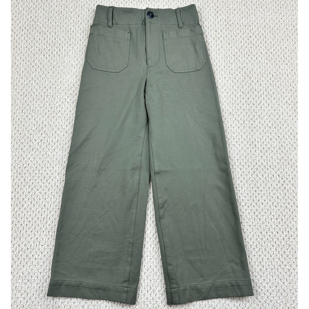 Maeve Anthropologie Colette Pants Womens26 Olive Green Crop Wide Leg Linen Blend